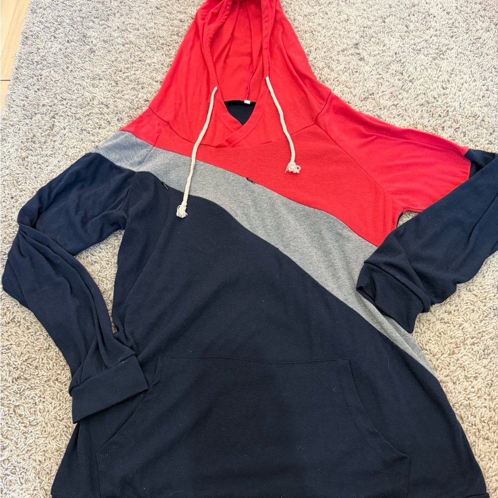 Red, Gray, and Navy Nursing/breastfeeding Hoodie